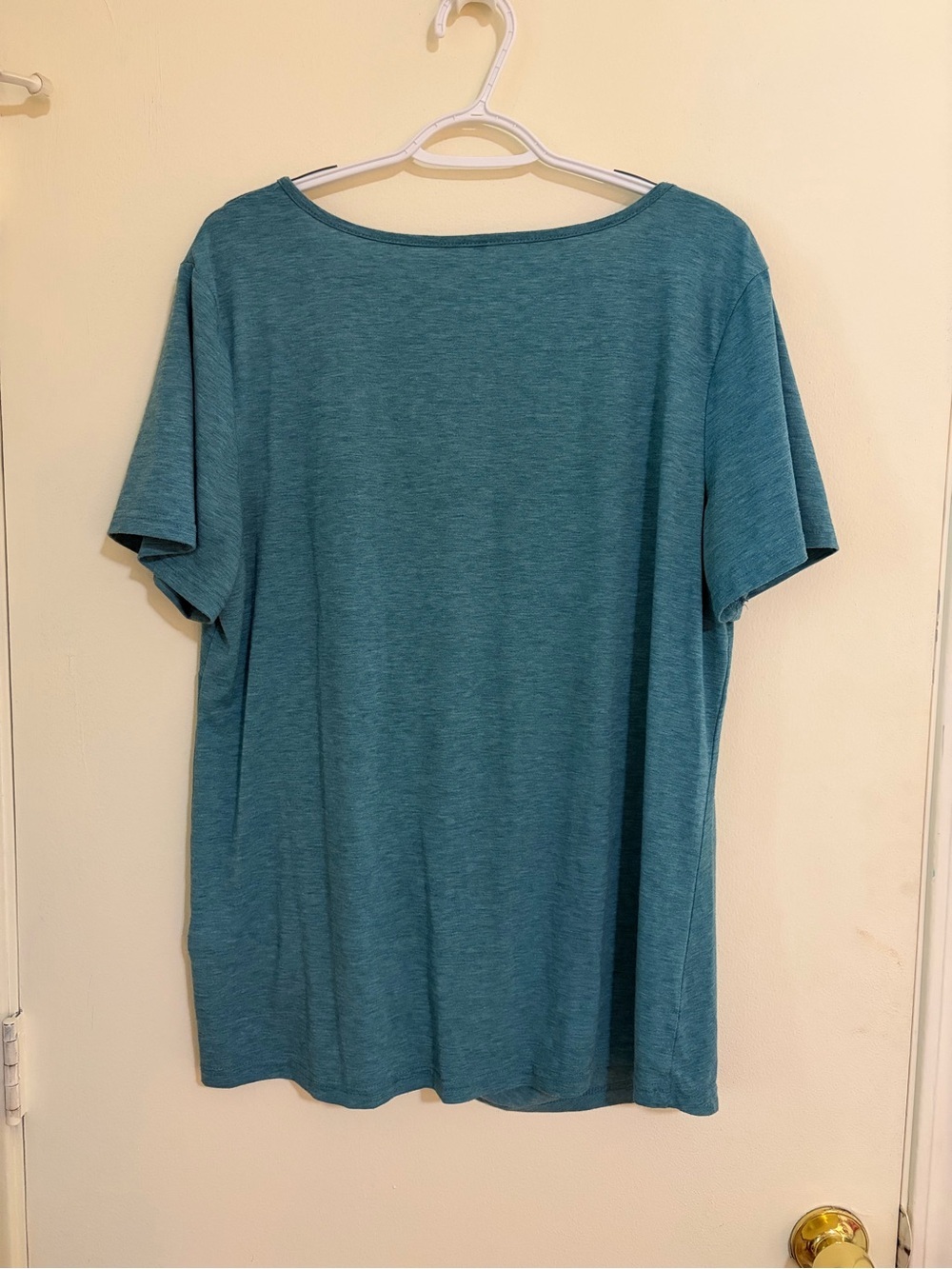 Women’s Teal Short-Sleeve Knot Front Top with V-Neck - Picture 2 of 2
